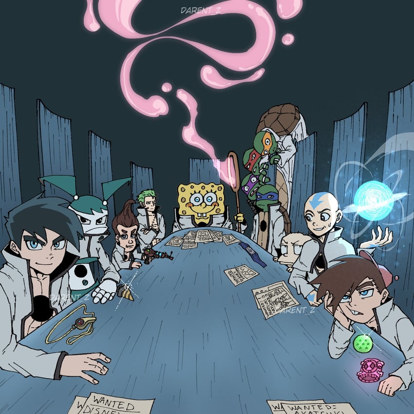 roronoa zoro, spongebob squarepants, jenny wakeman, aang, leonardo, and 9 more (one piece and 12 more) drawn by darent_z