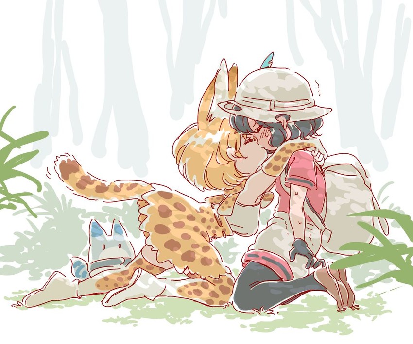 serval, kaban, and lucky beast (kemono friends) drawn by mitsumoto_jouji