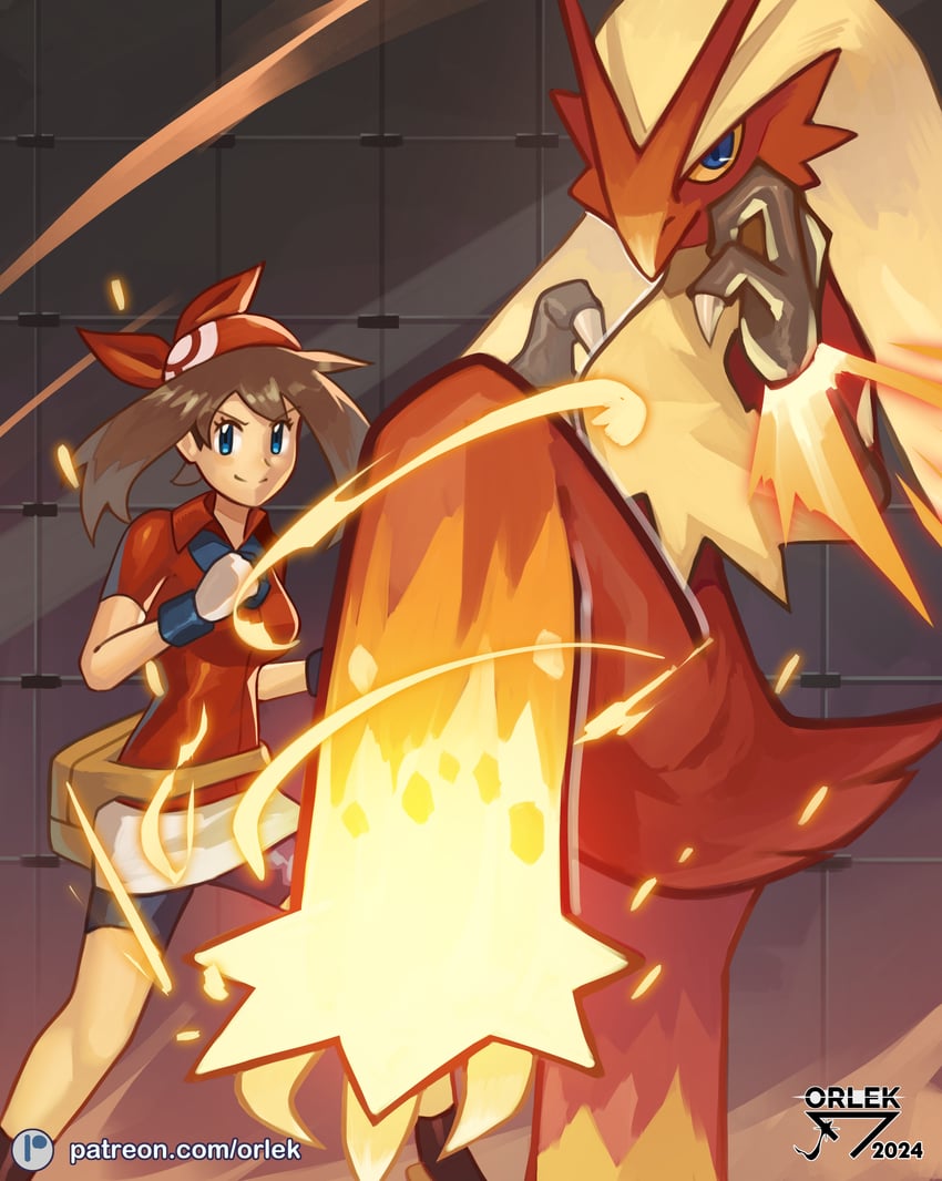 may and blaziken (pokemon and 1 more) drawn by orlek