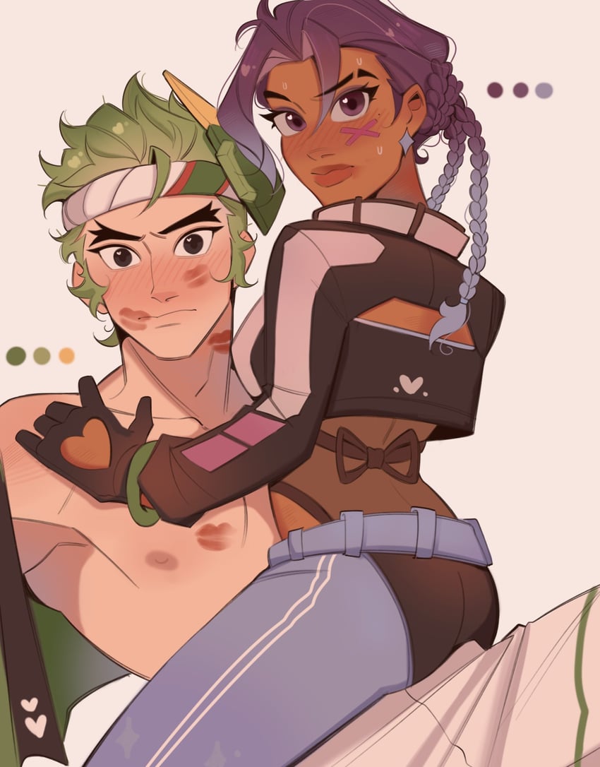 sombra, genji, slay star sombra, and sparrow genji (overwatch) drawn by kaiwankon