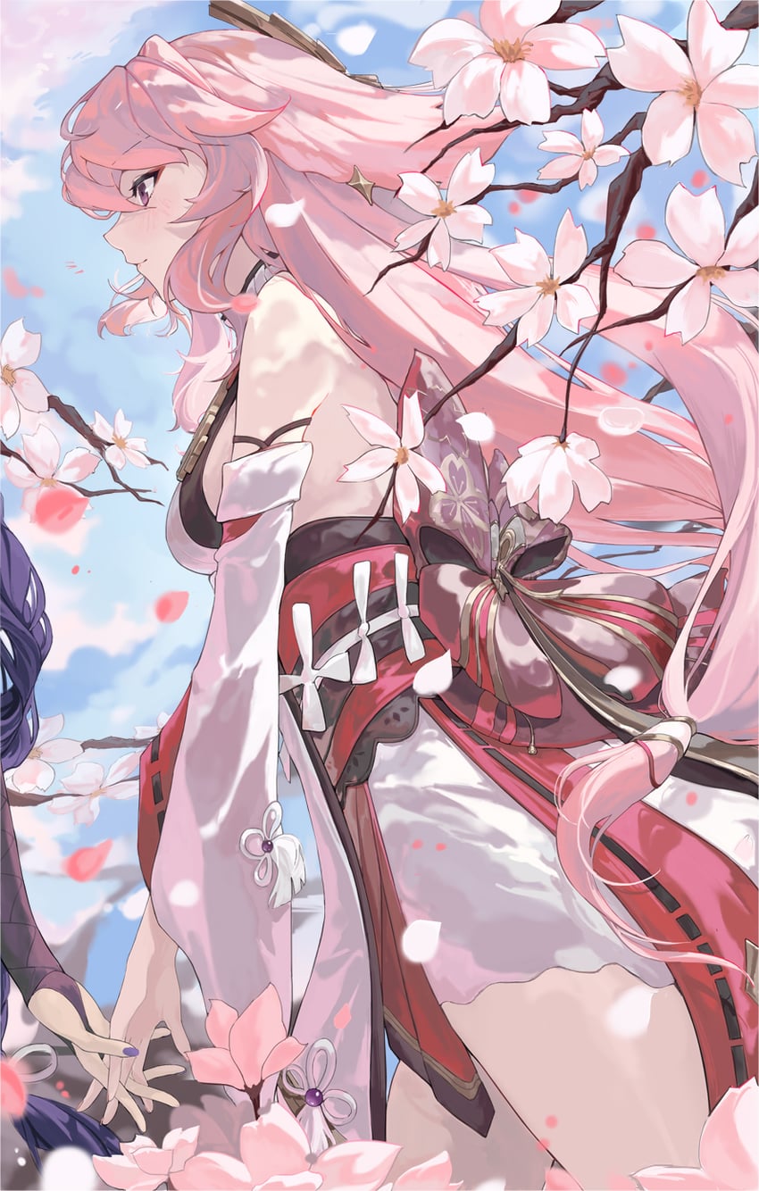 raiden shogun and yae miko (genshin impact) drawn by yang_lizi