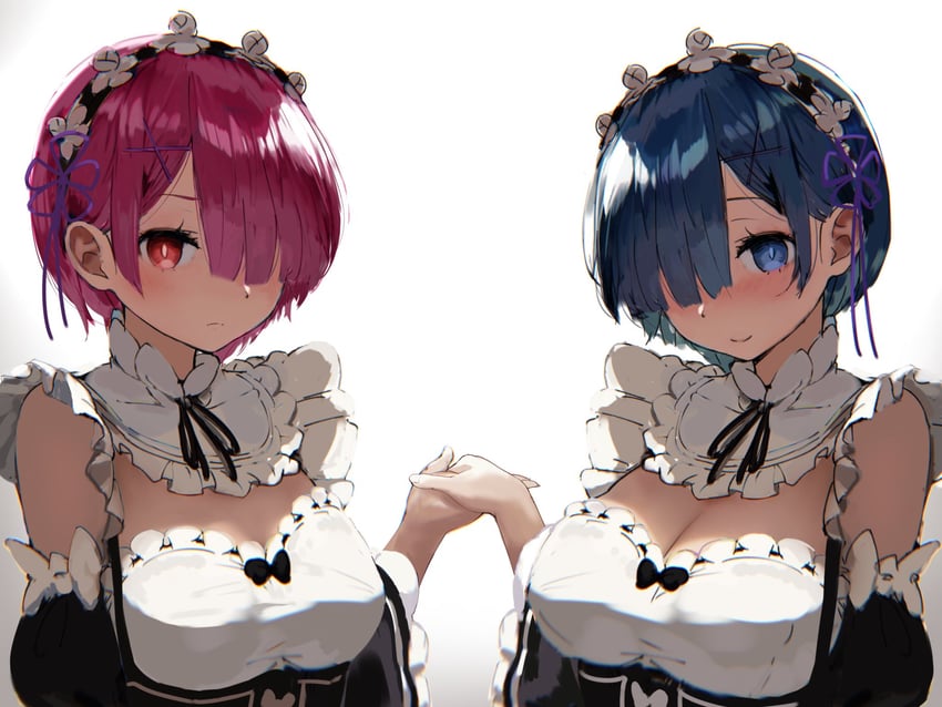 rem and ram (re:zero kara hajimeru isekai seikatsu) drawn by hylran0427