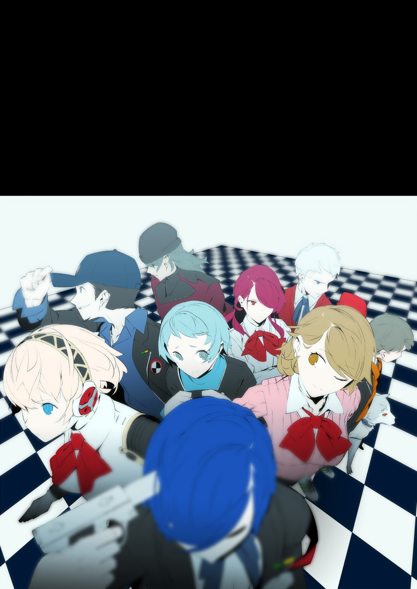yuuki makoto, aigis, takeba yukari, kirijou mitsuru, yamagishi fuuka, and 5 more (persona and 1 more) drawn by bthx