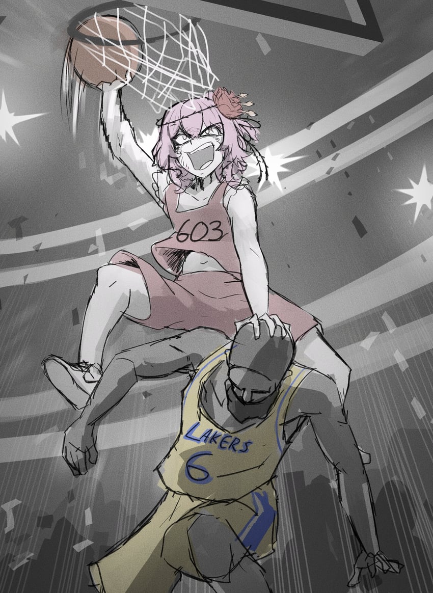 rosemi lovelock and lebron james (nijisanji and 4 more) drawn by taroko3