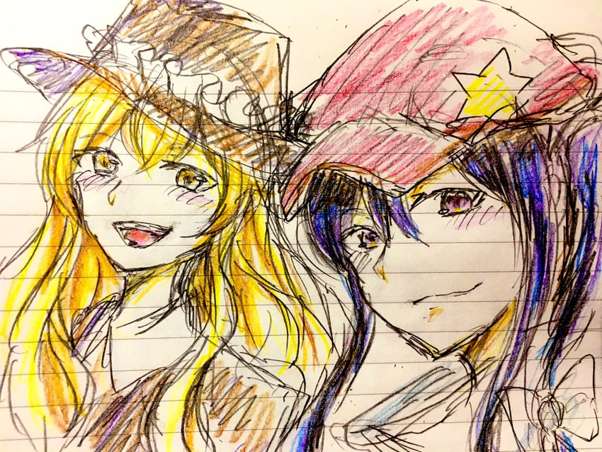 jacket girl and label girl (touhou and 1 more) drawn by rokki_hero