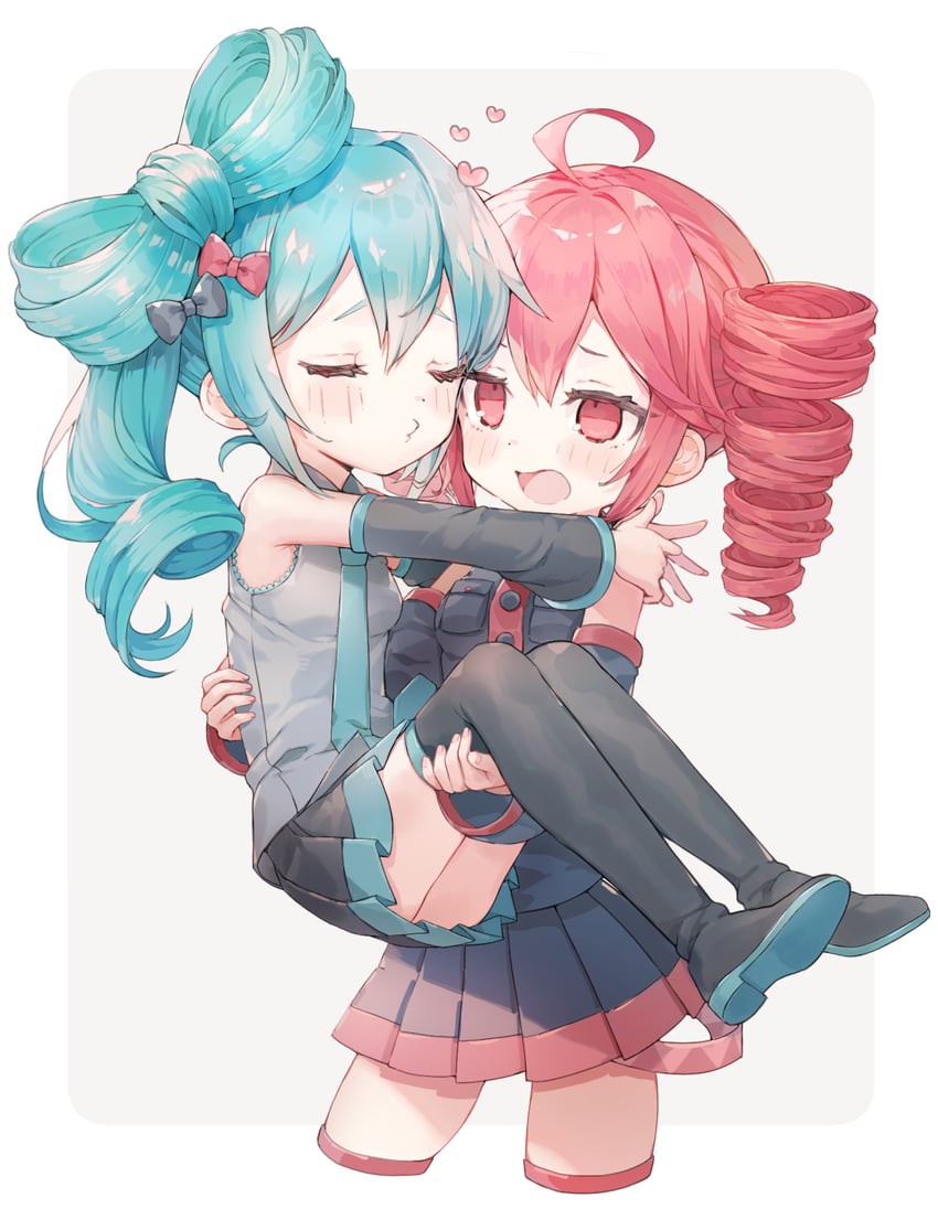 hatsune miku and kasane teto (vocaloid and 1 more) drawn by niwako