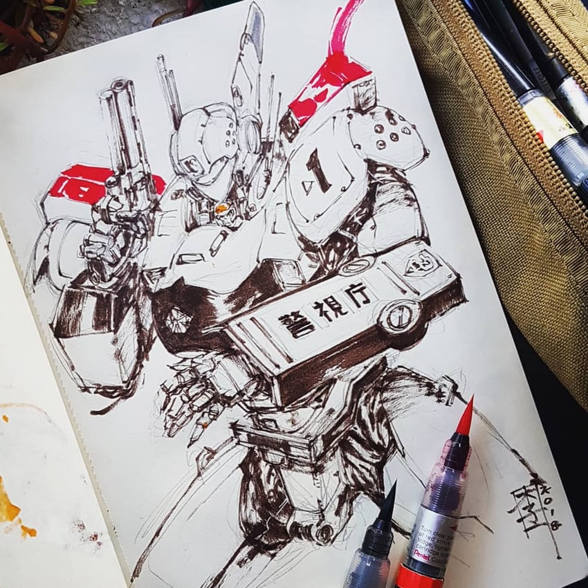 izumi noa, av-98 ingram, and alphonse (kidou keisatsu patlabor) drawn by mar-c!