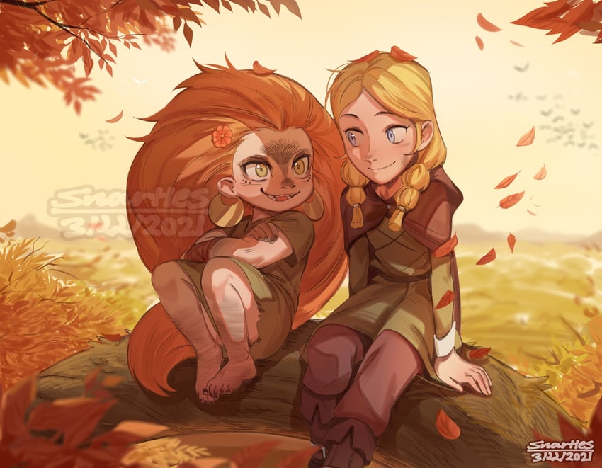 robyn goodfellowe and mebh og mactire (wolfwalkers) drawn by snartles