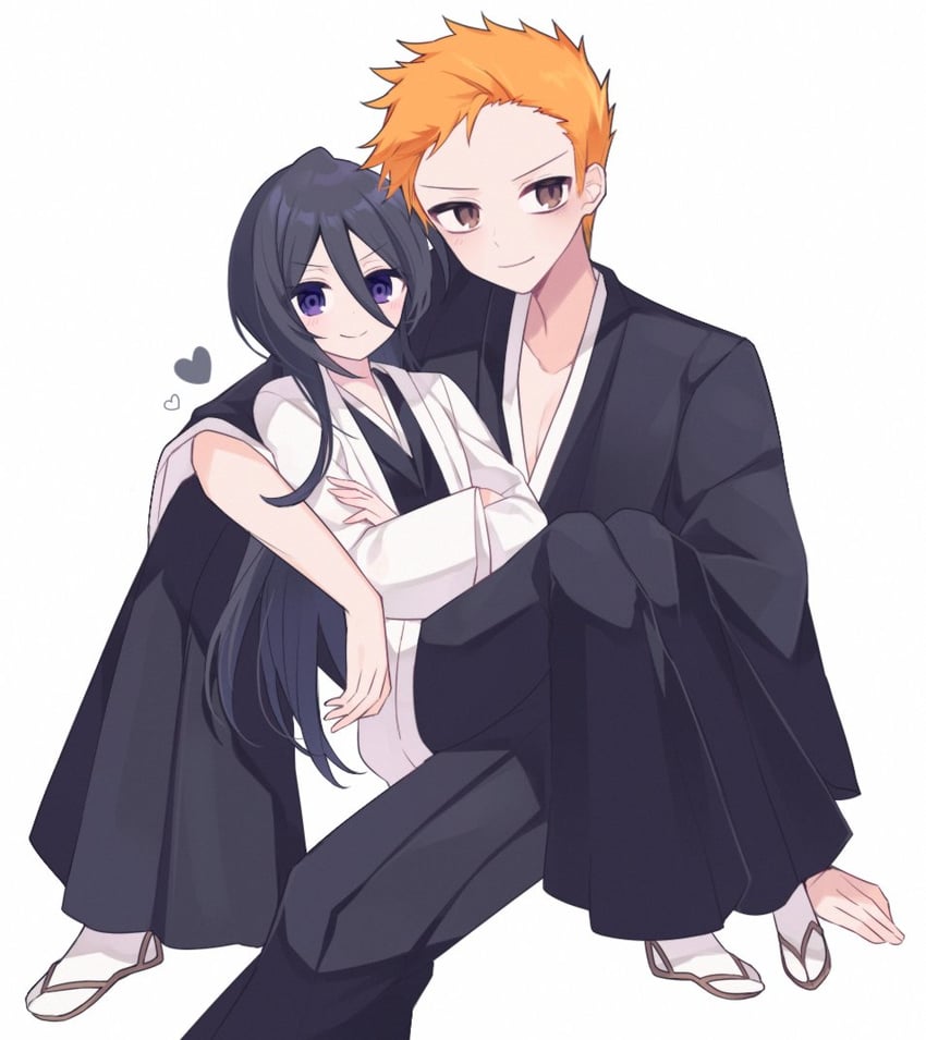 kuchiki rukia and kurosaki ichigo (bleach and 1 more) drawn by g_ieep