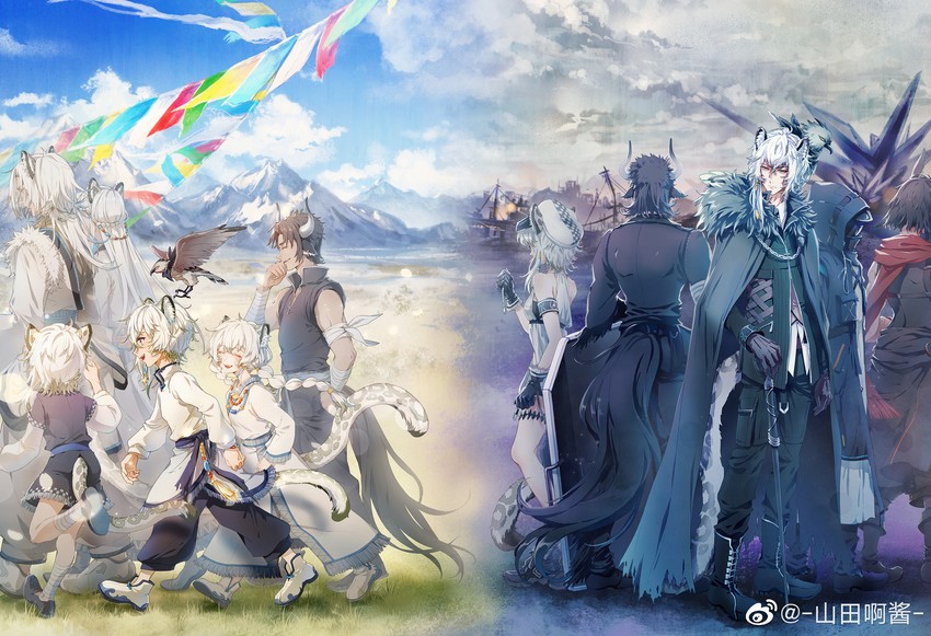 doctor, pramanix, silverash, cliffheart, matterhorn, and 2 more (arknights) drawn by shantianajiang