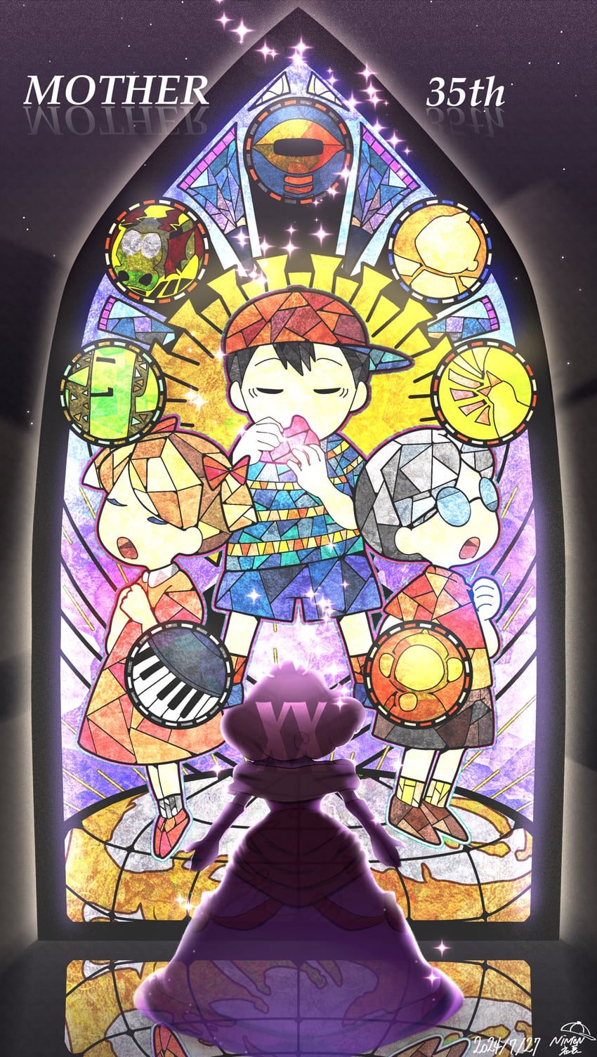 ninten, ana, lloyd, and queen mary (mother and 1 more) drawn by ninten_syachou