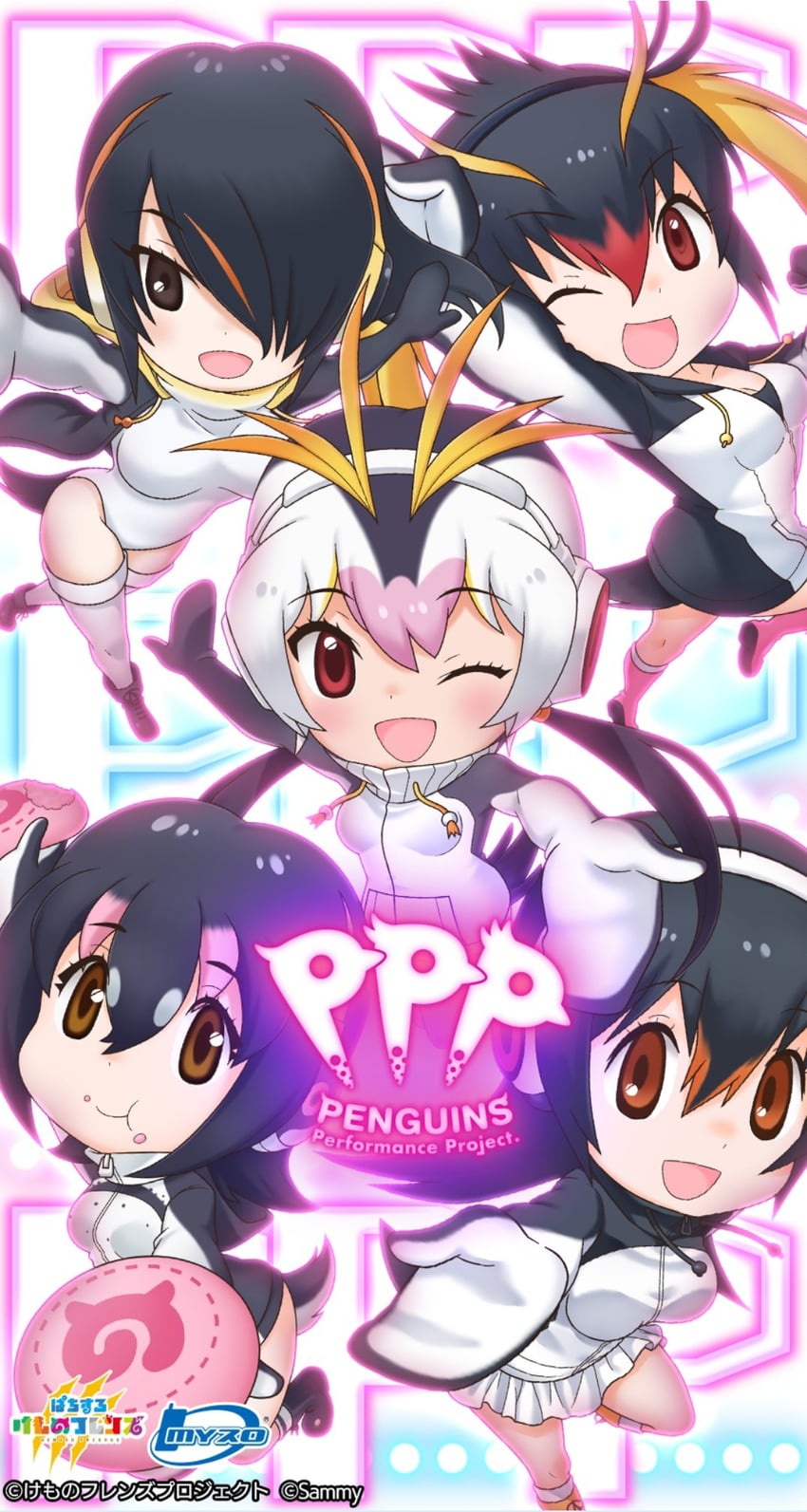 emperor penguin, humboldt penguin, royal penguin, rockhopper penguin, and gentoo penguin (kemono friends)