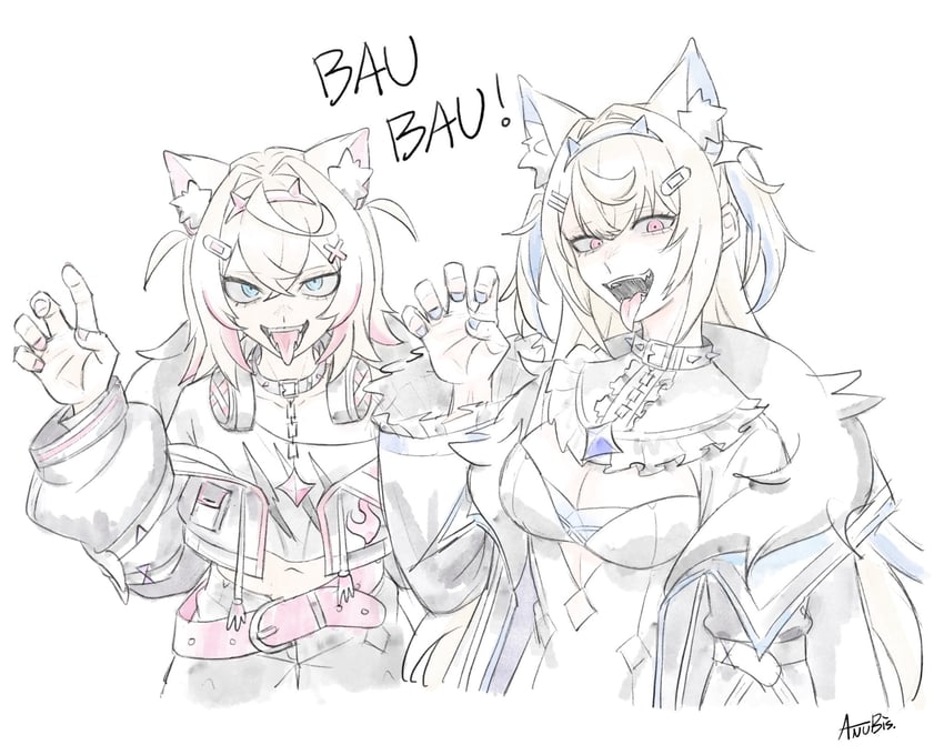 fuwawa abyssgard and mococo abyssgard (hololive and 1 more) drawn by biscuitaart