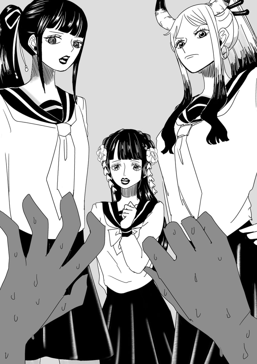yamato, kouzuki hiyori, and kikunojo (one piece) drawn by tenteko_mm