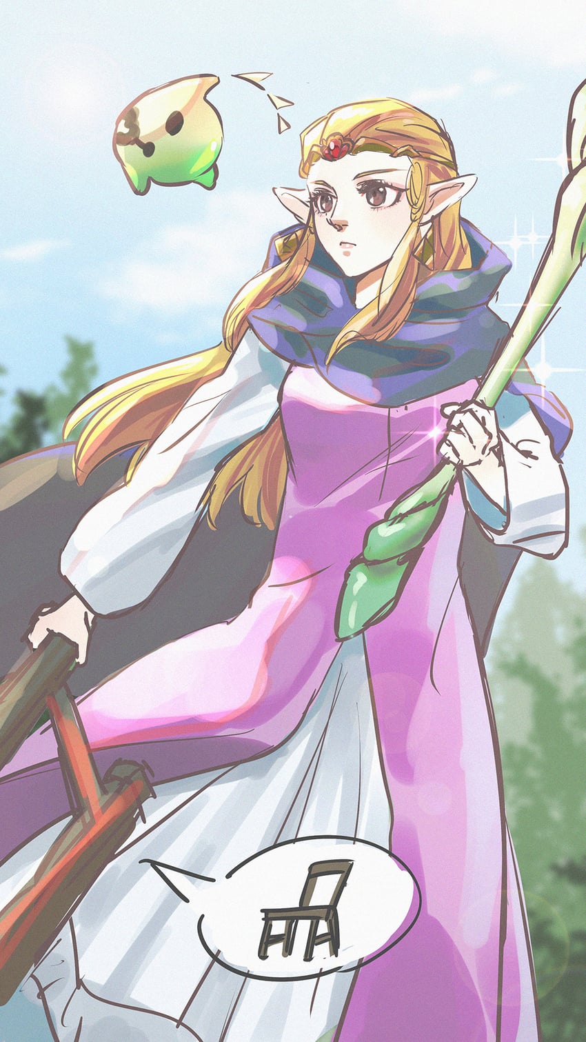 princess zelda and tri (the legend of zelda and 1 more) drawn by kurokawa_karasu