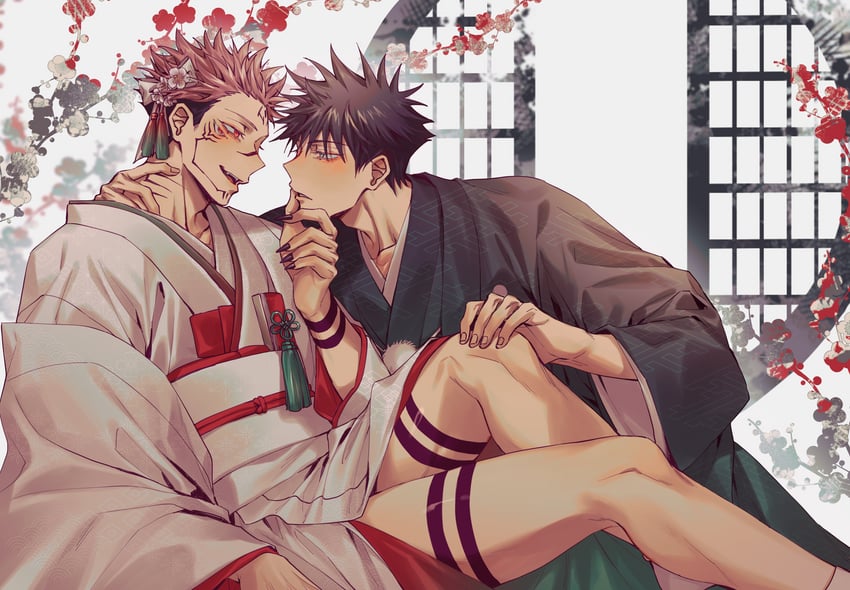 fushiguro megumi and ryoumen sukuna (jujutsu kaisen) drawn by azukiharuta_ju