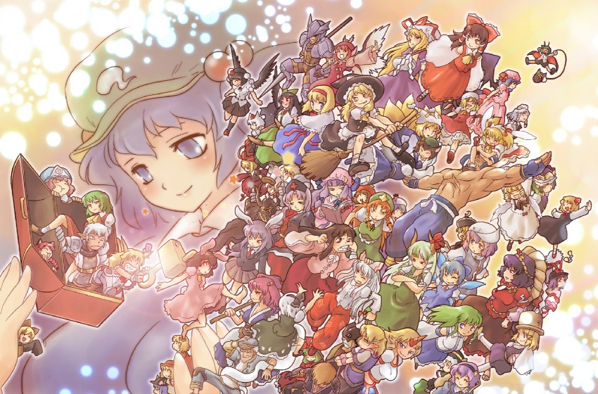 hakurei reimu, kirisame marisa, remilia scarlet, flandre scarlet, izayoi sakuya, and 59 more (touhou and 4 more) drawn by tomotsuka_haruomi