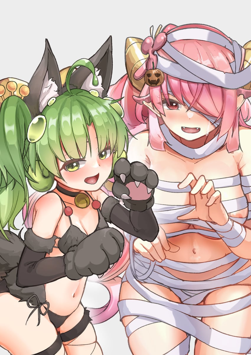 traptrix sera and traptrix pinguicula (yu-gi-oh!) drawn by moqi
