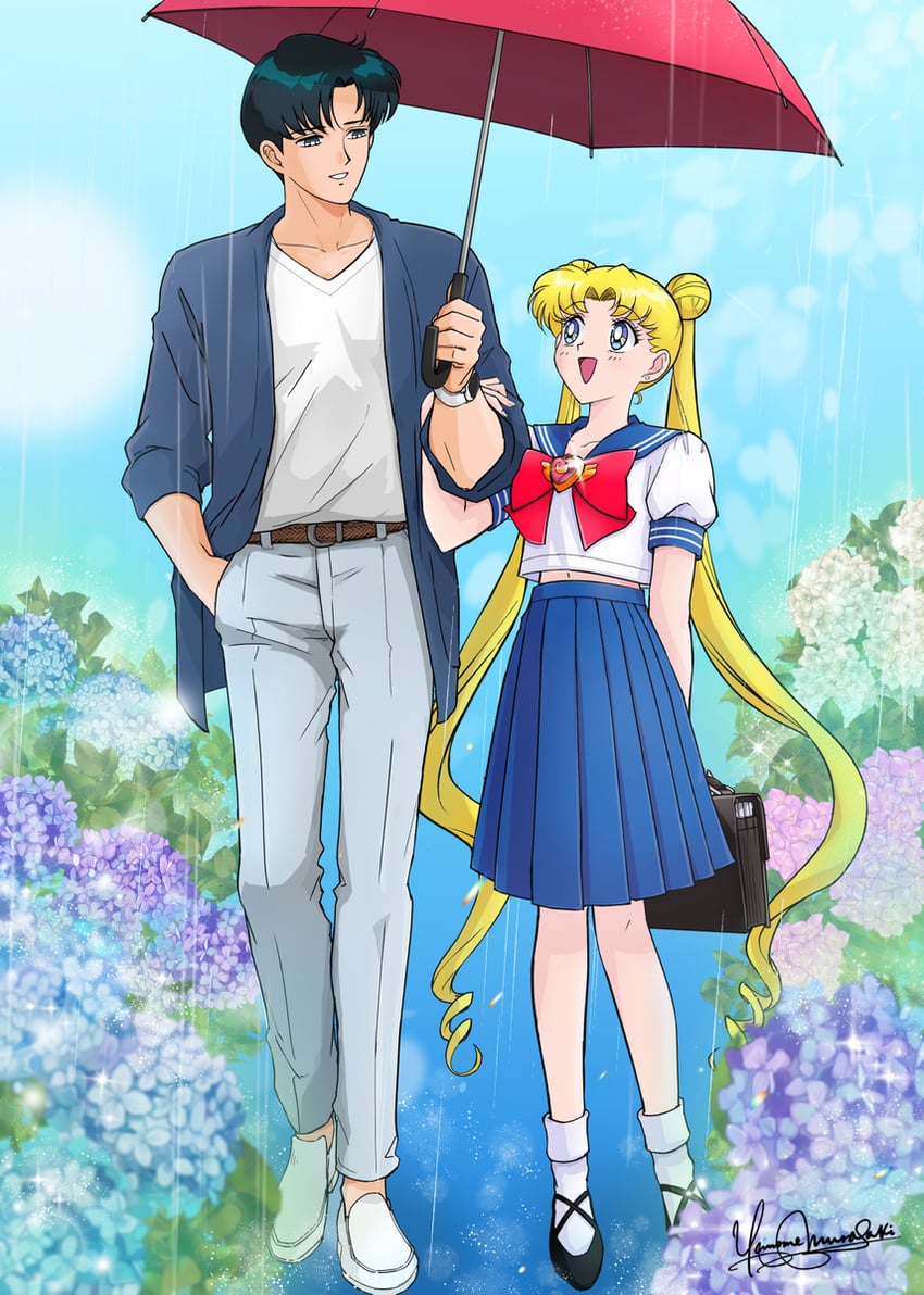 tsukino usagi and chiba mamoru (bishoujo senshi sailor moon) drawn by dj_jdite