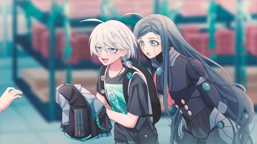 hatsune miku, k1-b0, and shirogane tsumugi (vocaloid and 2 more) drawn by cheer_(cheerpuppy14)