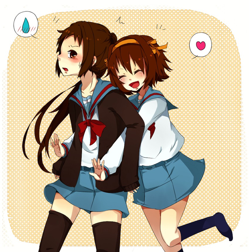 suzumiya haruhi and kyonko (suzumiya haruhi no yuuutsu) drawn by daminnaisu