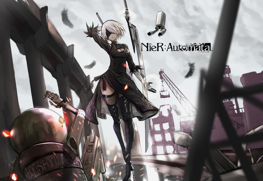 2b and pod (nier and 1 more) drawn by yadoshin