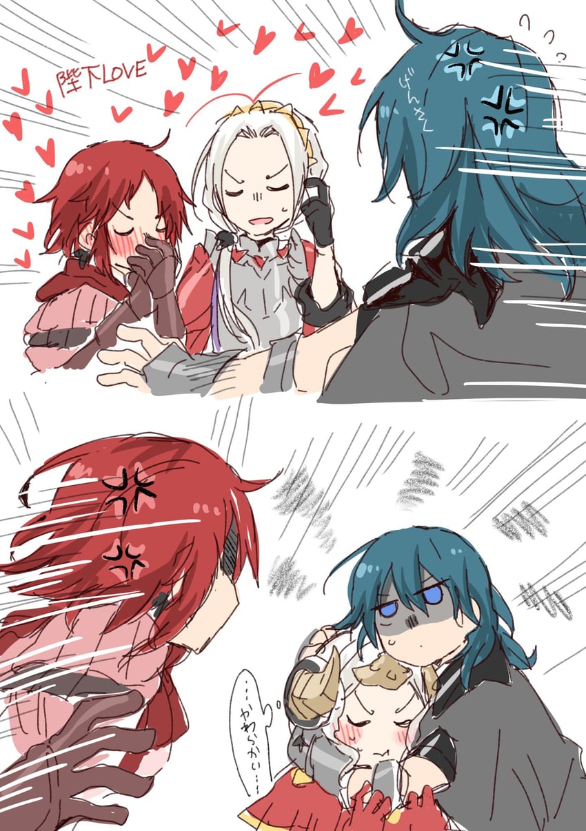 female byleth, edelgard von hresvelg, and monica von ochs (fire emblem and 2 more) drawn by hangdok