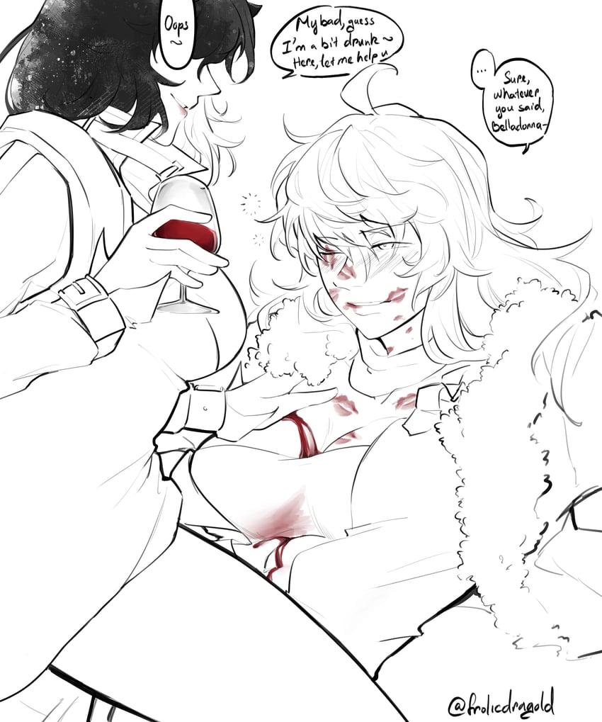yang xiao long and blake belladonna (rwby) drawn by frolicdragold