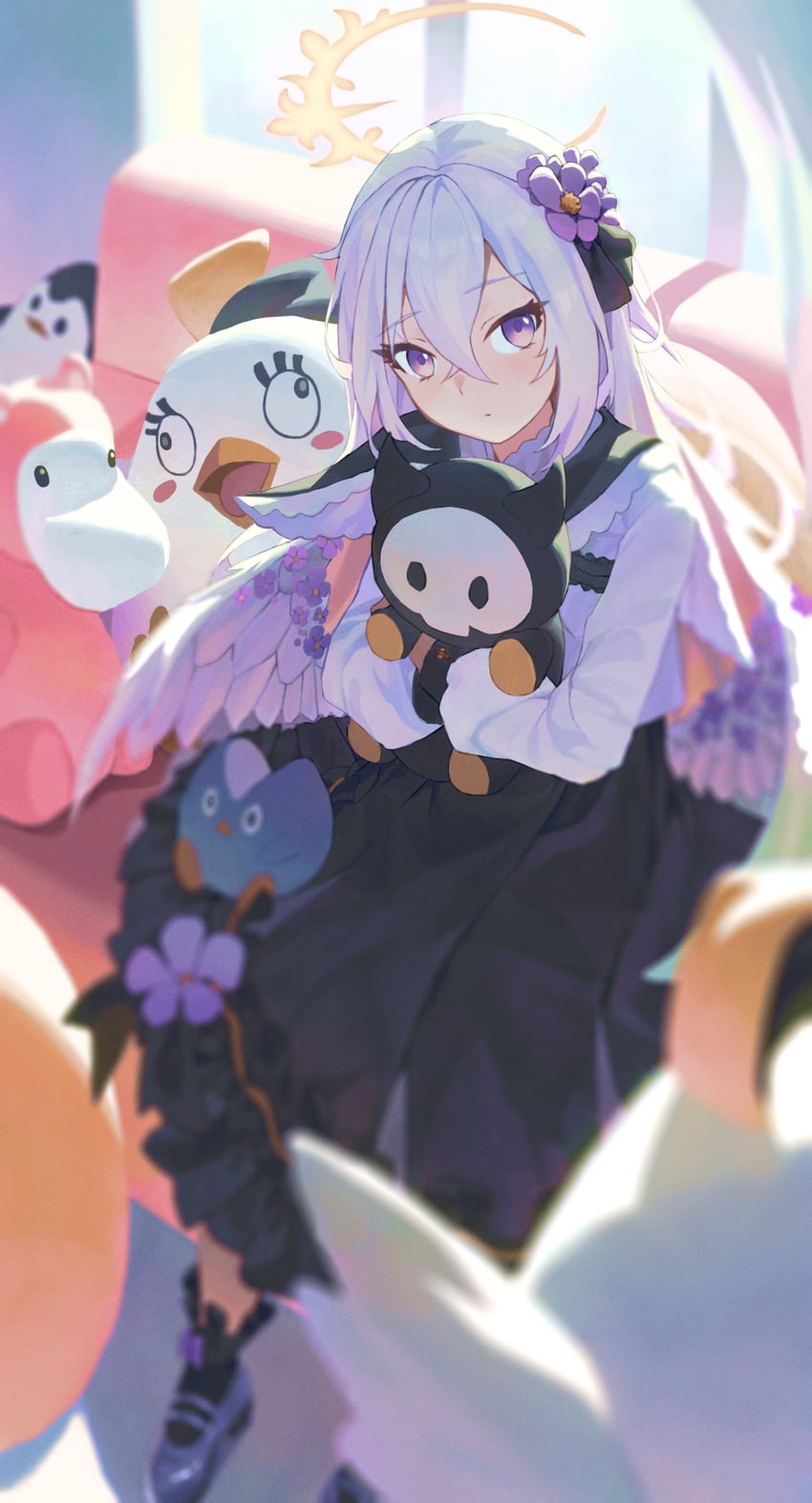 azusa, peroro, skullman, big brother, and pinky-paca (blue archive) drawn by chiyo_kami