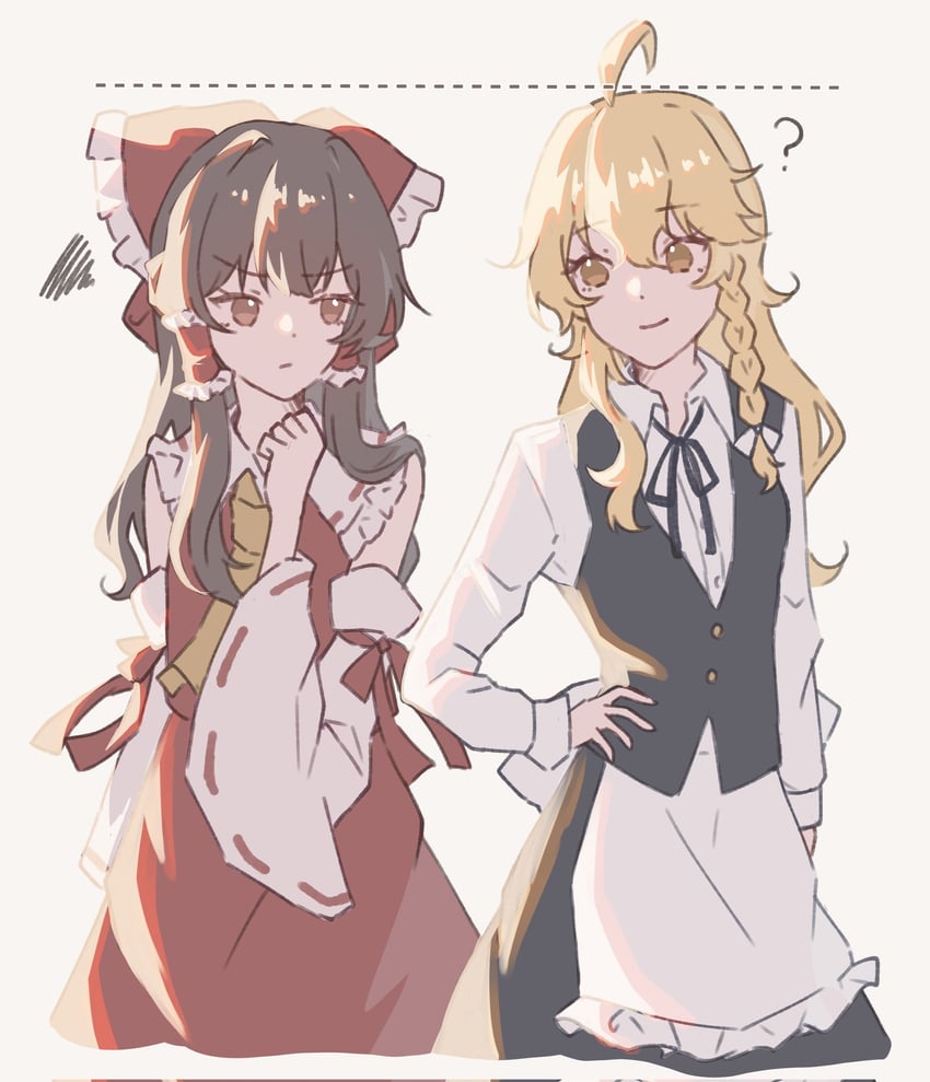 hakurei reimu and kirisame marisa (touhou) drawn by carin_(c_arin1012)