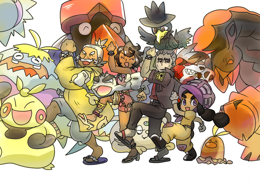 lycanroc, murkrow, olivia, nanu, hapu, and 8 more (pokemon and 1 more) drawn by f_(ffffff9910)