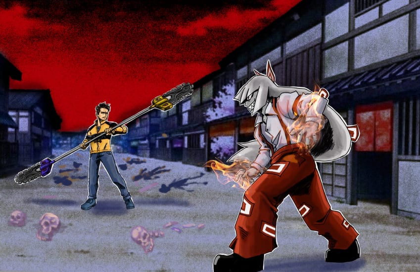 fujiwara no mokou and chuck greene (touhou and 2 more)
