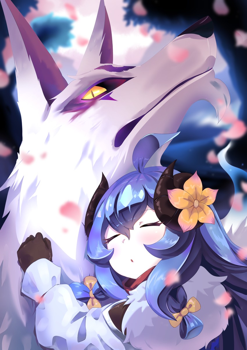 kindred, lamb, wolf, and spirit blossom kindred (league of legends) drawn by monane4