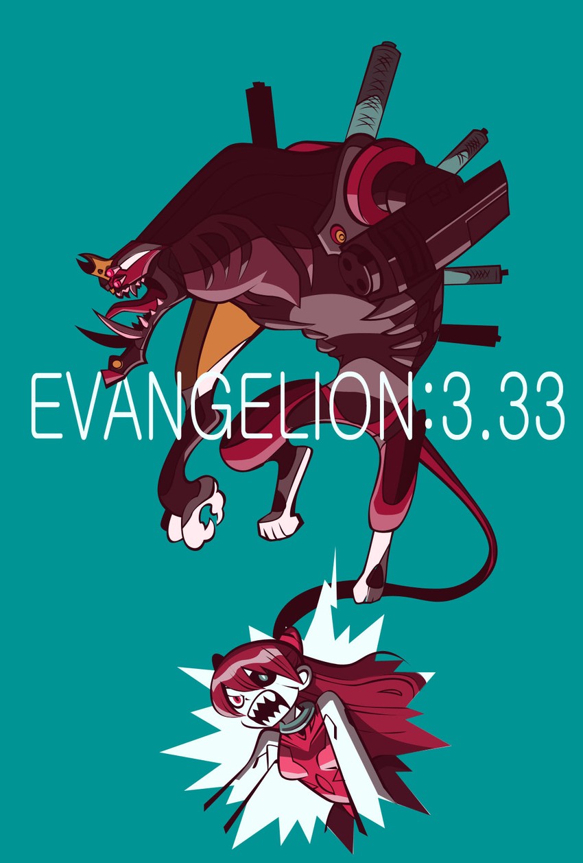 souryuu asuka langley and eva 02 (neon genesis evangelion and 2 more) drawn by takeuchi_ryousuke