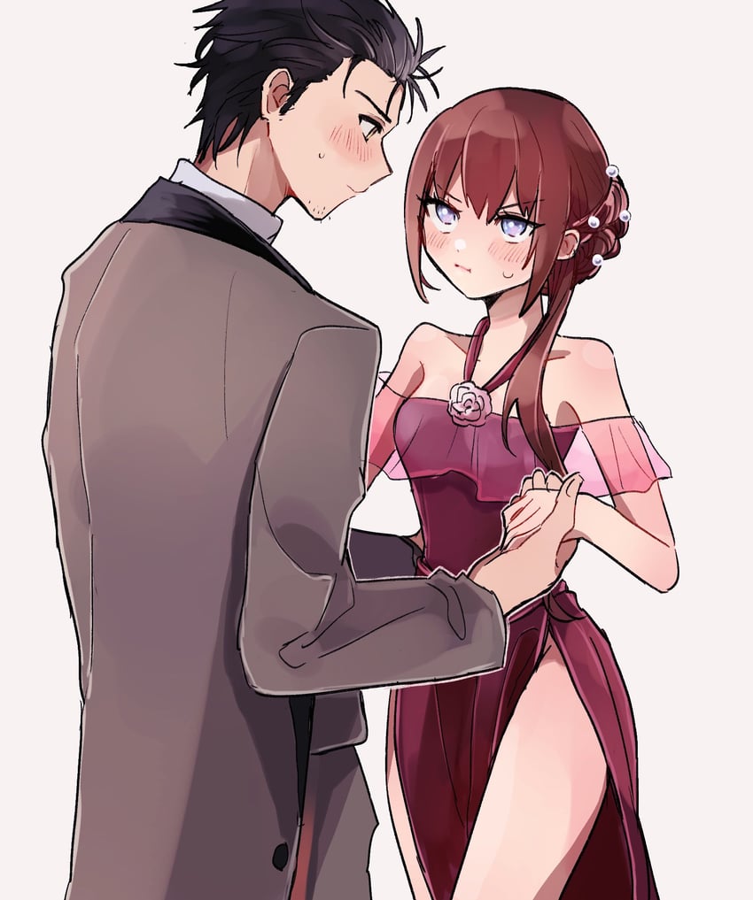 makise kurisu and okabe rintarou (steins;gate) drawn by suehiroch0