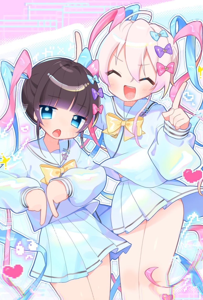 chouzetsusaikawa tenshi-chan and kaibara michiru (needy girl overdose and 2 more) drawn by kumano_shota