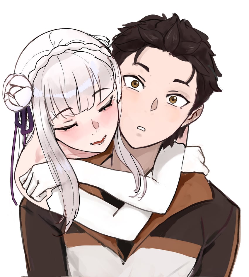 emilia and natsuki subaru (re:zero kara hajimeru isekai seikatsu) drawn by cinndvl