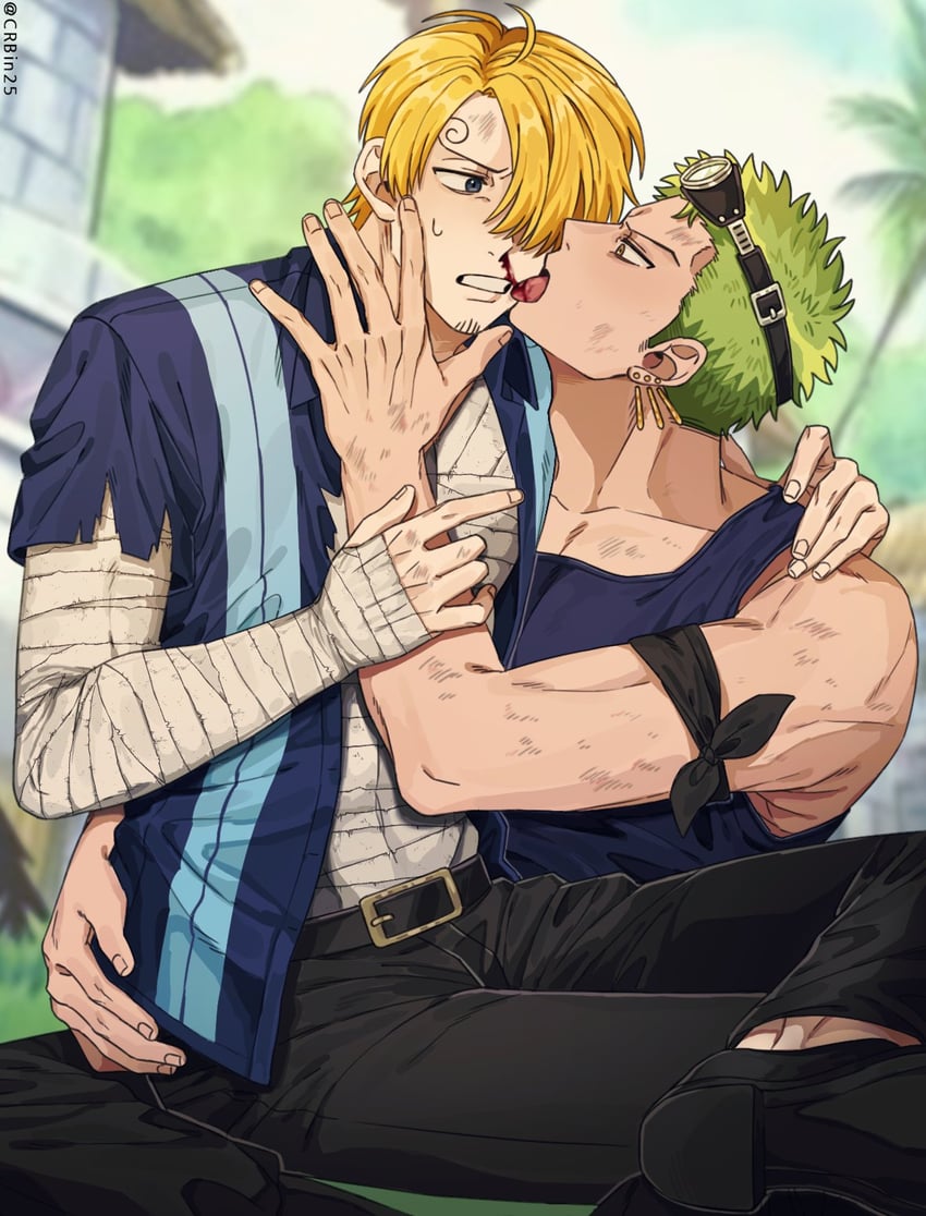 roronoa zoro and sanji (one piece) drawn by crbin25