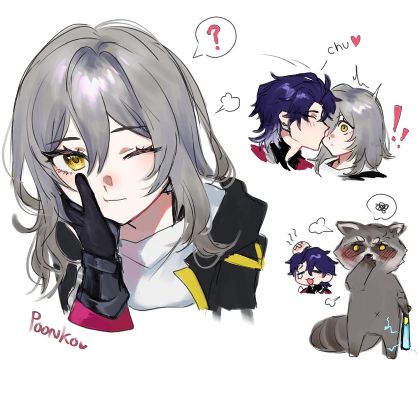 trailblazer, stelle, and sampo koski (honkai and 1 more) drawn by ppoonko