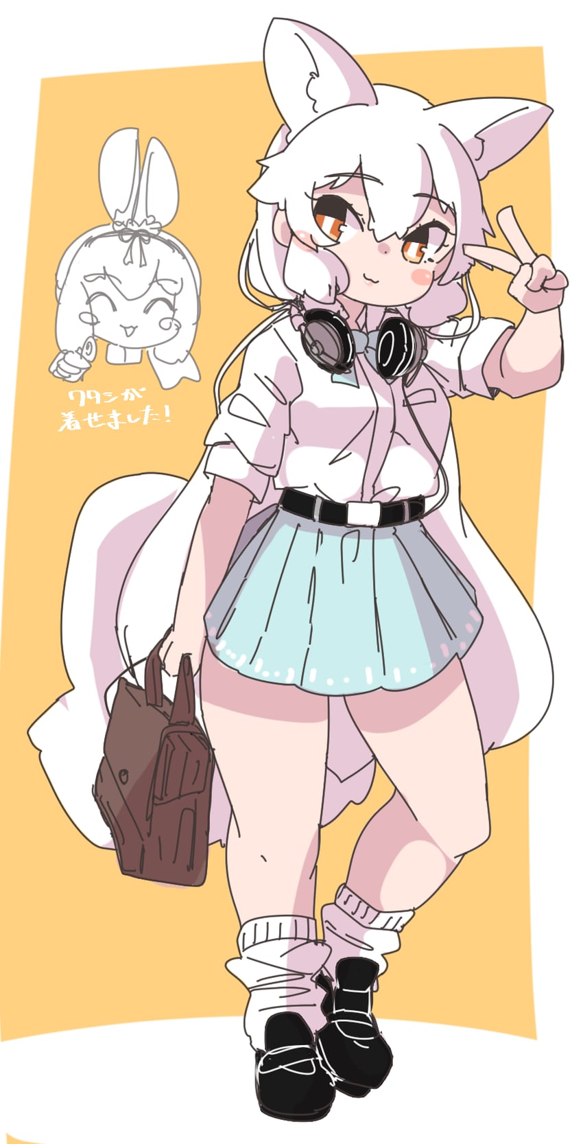 arctic fox and snowshoe hare (kemono friends) drawn by obobu_(sapnoji)