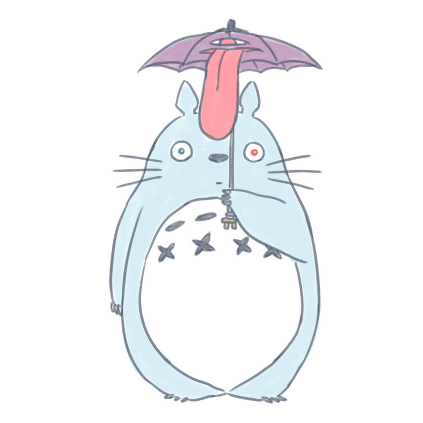 tatara kogasa and totoro (touhou and 1 more) drawn by batta_(ijigen_debris)