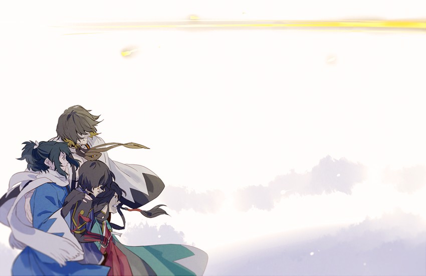 yamato-no-kami yasusada, izumi-no-kami kanesada, horikawa kunihiro, and nagasone kotetsu (touken ranbu and 1 more) drawn by t_k_g