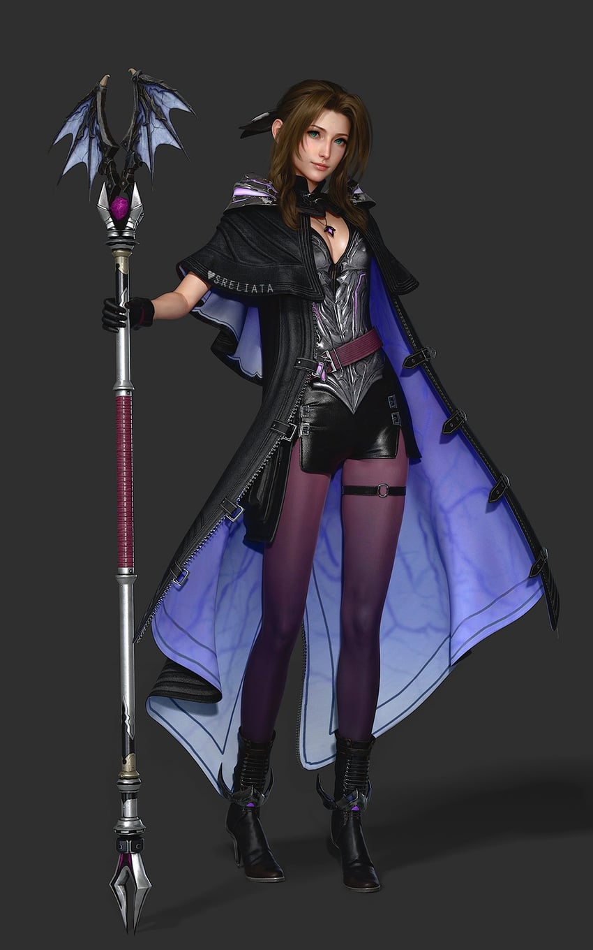 aerith gainsborough (final fantasy and 2 more) drawn by sreliata