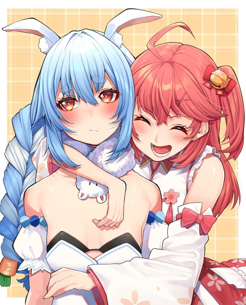 usada pekora, sakura miko, and don-chan (hololive) drawn by mikan_(chipstar182)