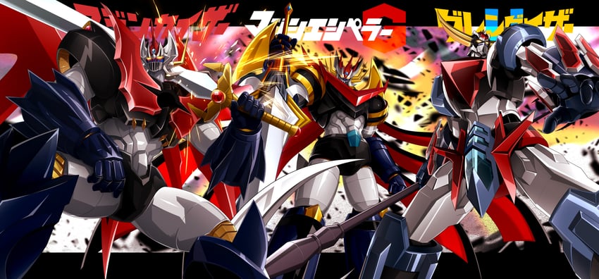 mazinkaiser, mazinemperor g, and grendizer (super robot wars and 7 more) drawn by ginga_no_kou