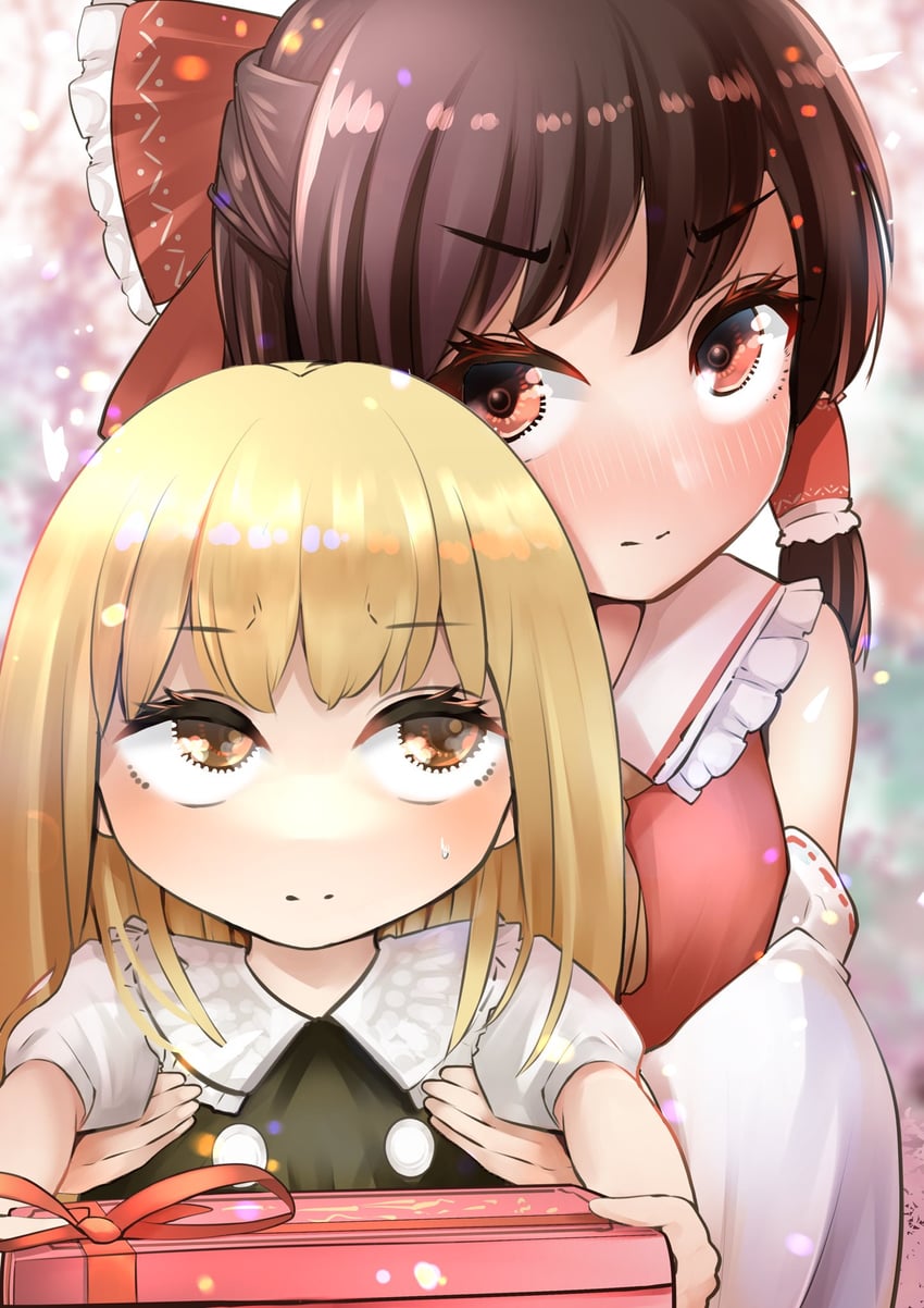 hakurei reimu and kirisame marisa (touhou) drawn by nodoguro_(phi-tan)