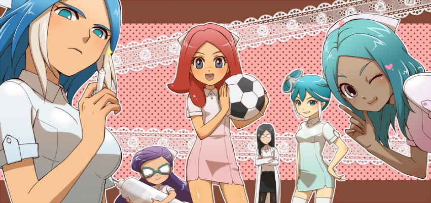 urubida, zaizen touko, urabe rika, kira hitomiko, maquia, and 1 more (inazuma eleven) drawn by arin66