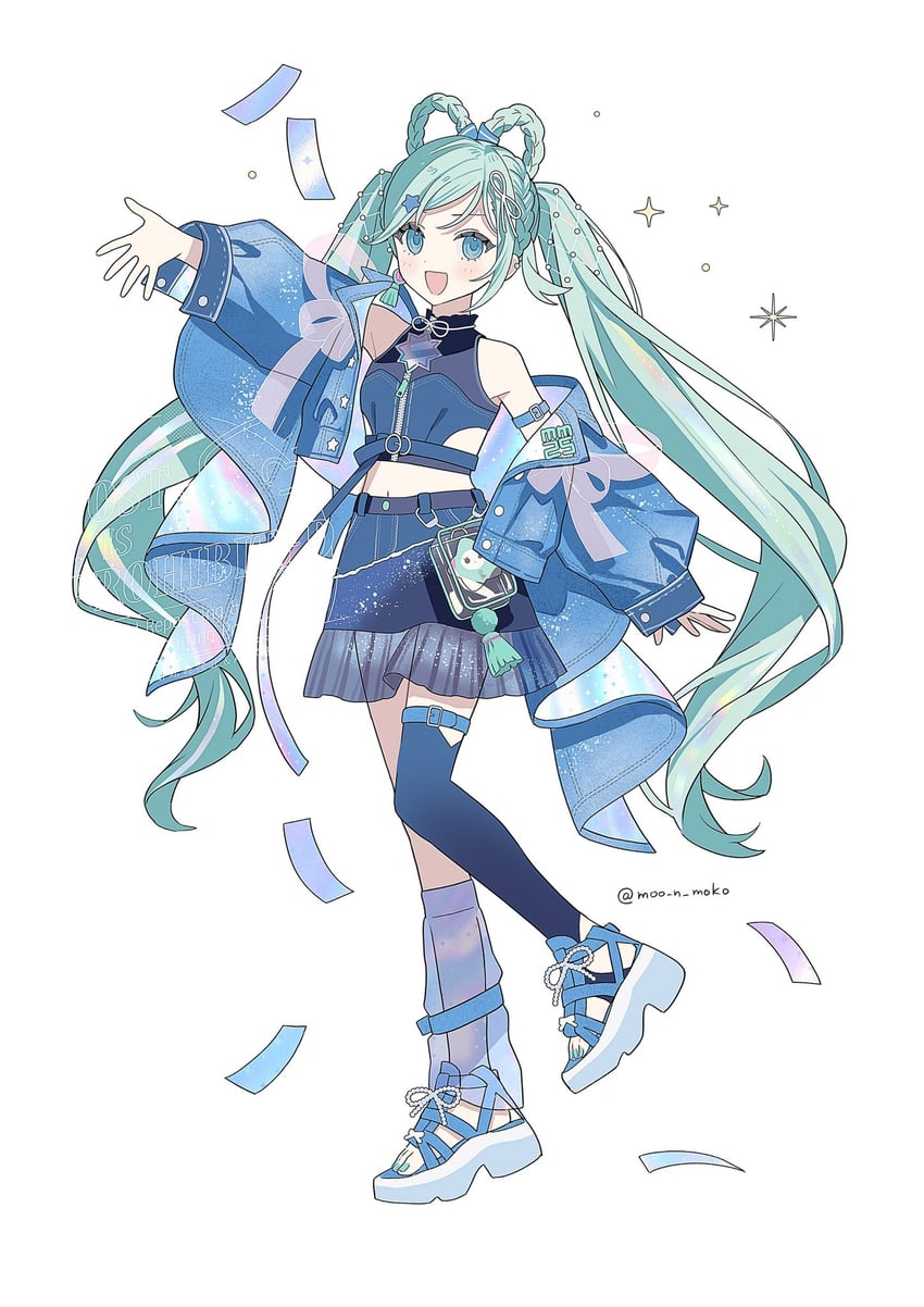 hatsune miku and magical mirai miku (vocaloid and 1 more) drawn by moo_n_moko