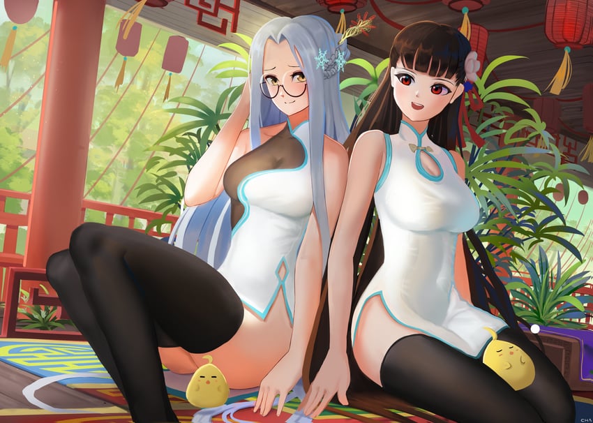manjuu, yat sen, and shangri-la (azur lane) drawn by c.h.a
