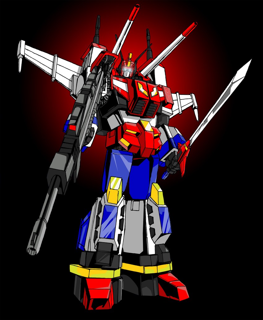 star saber, victory saber, and victory leo (transformers and 1 more) drawn by makoto_ono and primestudio